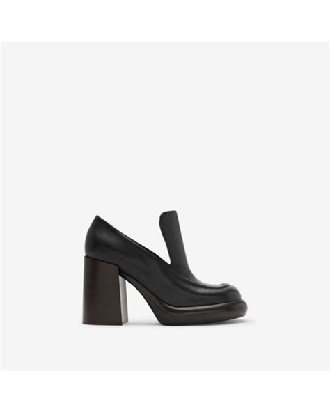 burberry hiles black suede lace up leather|Leather Wedge Heeled Loafers in Black .